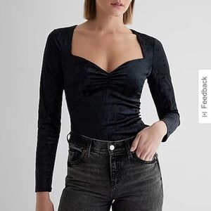 Express Body Contour Crushed Velvet Sweetheart Neckline Top NWT Size L